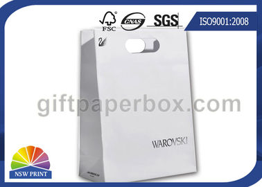Hot Stamping Die Cut Handle Printed Paper Bags White Or Black With Art Paper