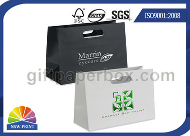 Hot Stamping Die Cut Handle Printed Paper Bags White Or Black With Art Paper