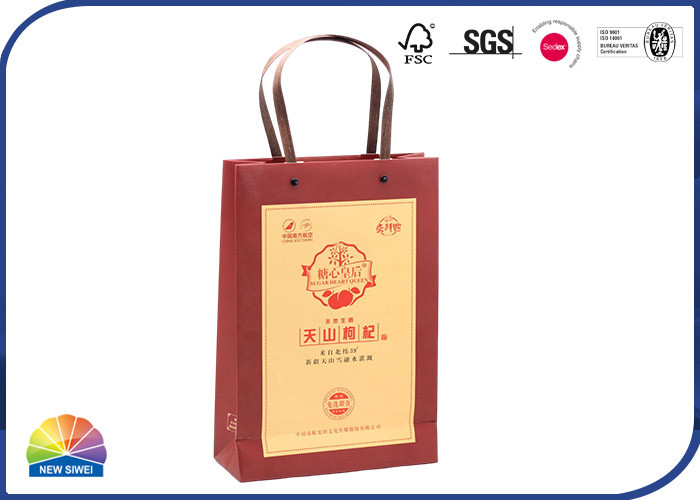 CMYK fait sur commande a imprimé les sacs à provisions de papier avec Logo Eco Friendly Recyclable Material