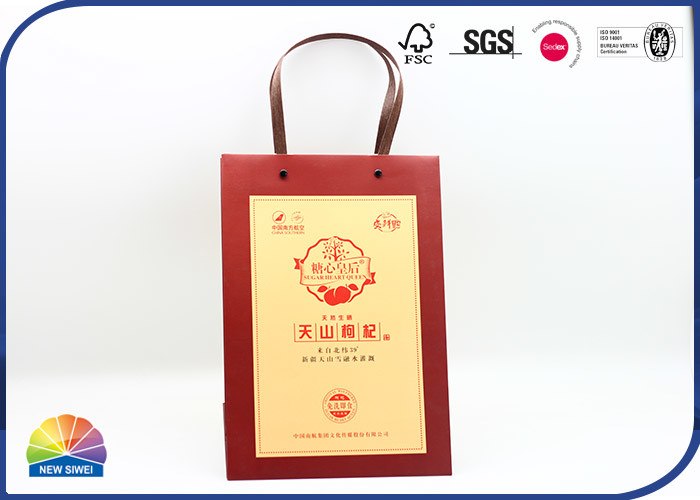 CMYK fait sur commande a imprimé les sacs à provisions de papier avec Logo Eco Friendly Recyclable Material