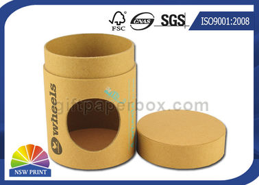 Taille adaptée aux besoins du client par tube d'emballage de papier de Brown emballage de chapeau plat avec la fenêtre découpée avec des matrices