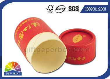 Tube rond rouge d'emballage de papier de cylindre avec l'approbation de estampillage chaude de GV d'or