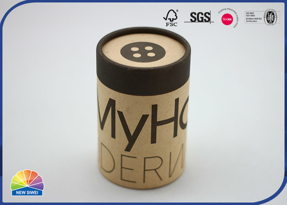 Boîte-cadeau ronde adaptée aux besoins du client d'emballage de papier d'emballage de Brown de logo noir