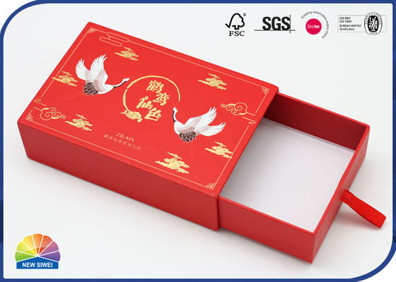 Boîte de papier de tiroir de carton de rouge à lèvres de poignée de ruban