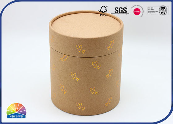 Tube d'emballage de papier de Brown emballage d'écharpe de chaussettes de coeur d'estampillage d'or
