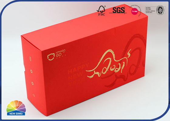 Insertion rouge de Logo Pack Present With C1S d'or de boîte de pliage de carton