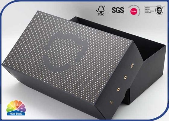 estampillage de feuille d'or de boîte d'emballage de rectangle de carton du noir 350gsm