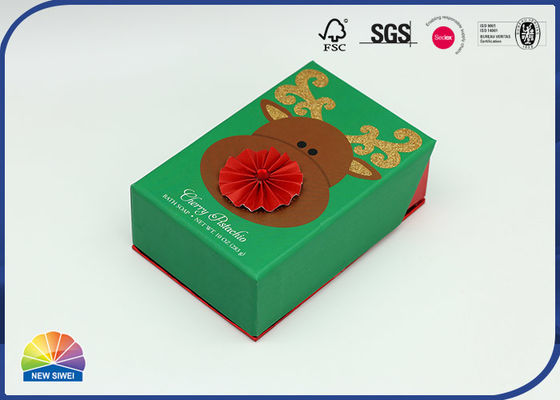 Emballage de boîte de papier cadeau à couvercle articulé collé à motif 3D à clapet