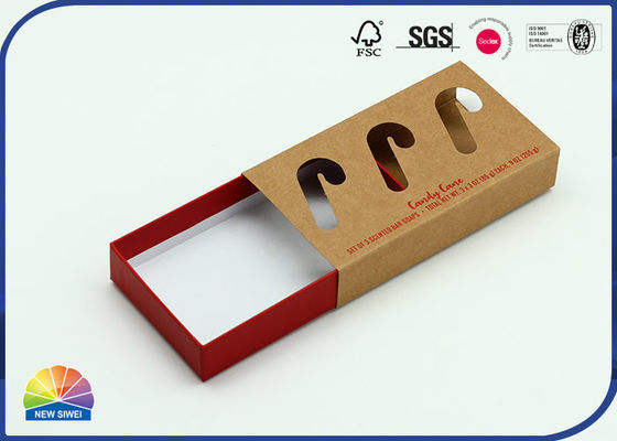 Boîte de papier coulissante d'emballage de Noël de tiroir de carton de FSC Kraft
