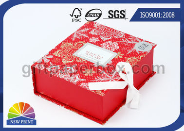 La conception populaire a imprimé la boîte de papier articulée par luxe de paquet plat de boîte-cadeau de couvercle de pli réglé rouge de cadeau